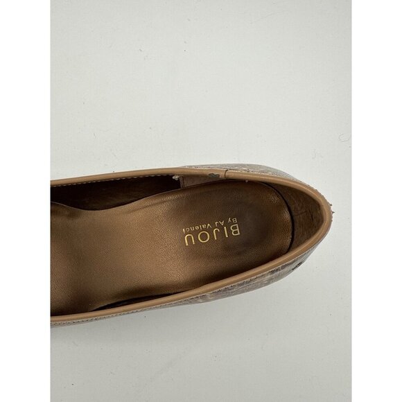 Bjoru By A. J. Valenci Womens Brown Croc-Embossed Leather Ballet Flats With Buck - Picture 4 of 8